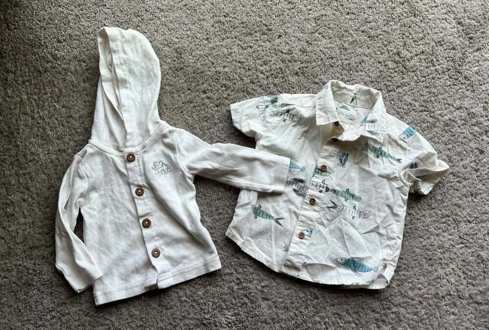 (#14).  Little Planet Organic Fish Shirt & Carter's Elephant Hoodie